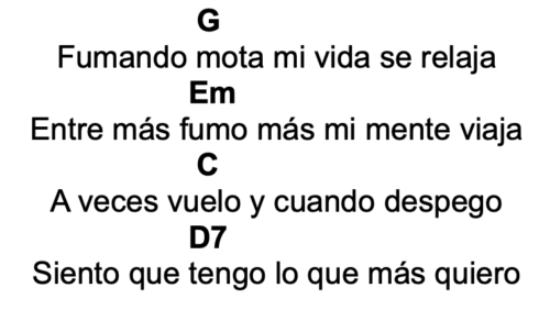 lyrics fumando mota