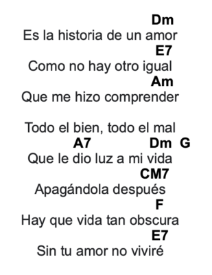 lyrics Historia de un amor