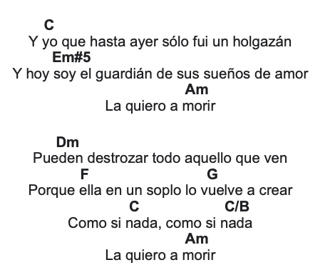 lyrics la quiero a morir