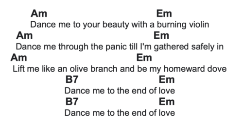 Dance me to the End of Love paroles