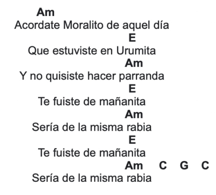 la gota fria guitar chords